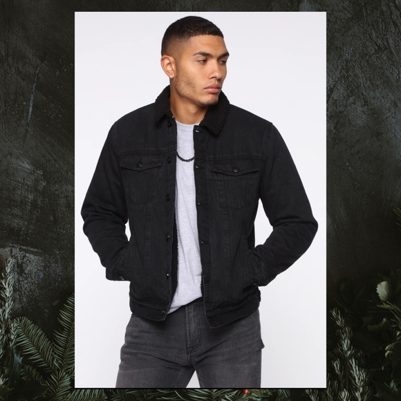 Fashion Nova Other - Sherpa Collar Denim Jacket - Black